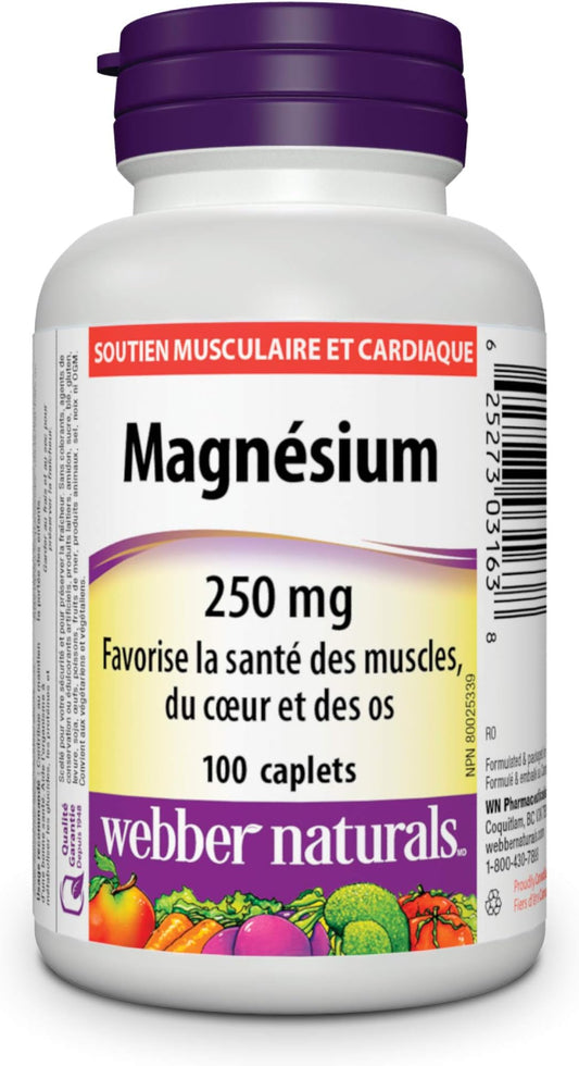 Magnesium 250mg Caplets, 100 Count