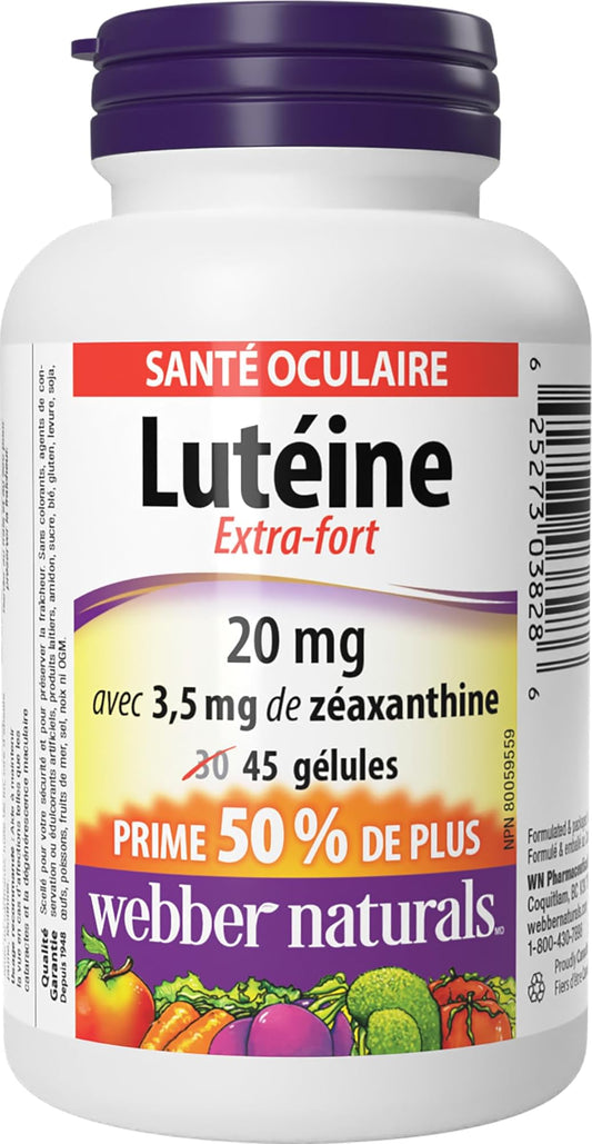 Lutein 20mg Eye Health Supplement, 45 Softgels