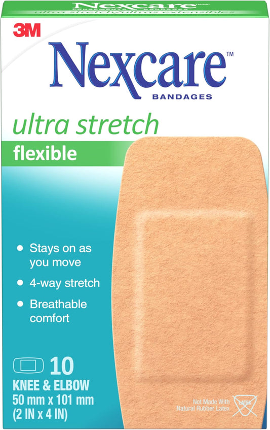 Nexcare Comfort Strip Bandages for Knees & Elbows, 10 Pack