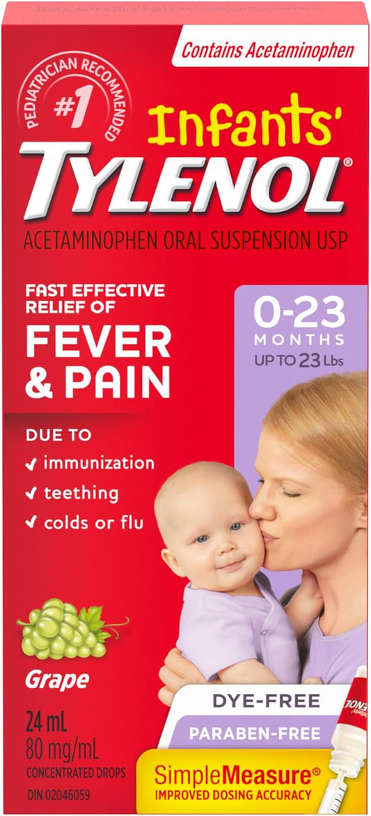 Infants' Tylenol Dye-Free Grape Pain & Fever Relief Drops 24mL