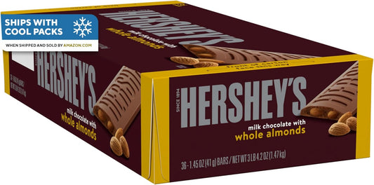 Hershey Almond Chocolate Bar Regular 36 Pack 43g Each