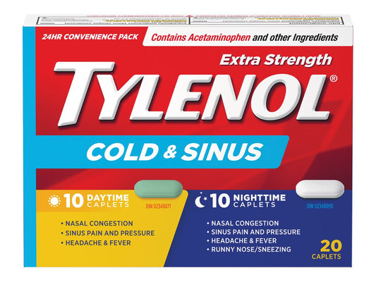Extra Strength Cold & Sinus Day/Night Caplets, 20 Pack