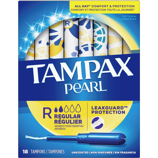 Tampax Pearl Regular Plastic Tampons, 18 Count
