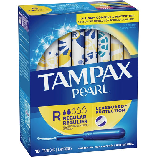 Tampax Pearl Regular Plastic Tampons, 18 Count