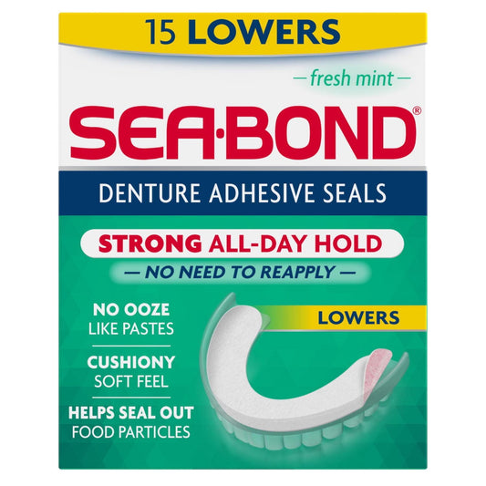 Fresh Mint Denture Adhesive Wafers for Lowers - 15 Count