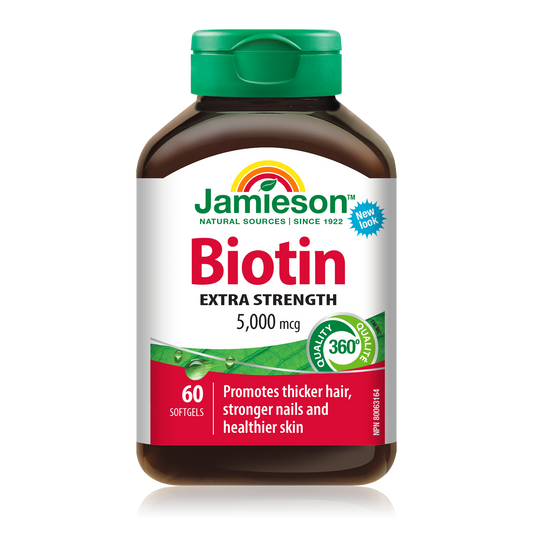 Biotin 5000mcg Softgels for Hair, Skin & Nails – 60 Count