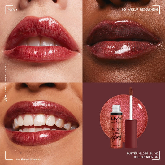 Butter Gloss Bling Lip Gloss, Non- Sticky Lip Gloss, High Shine, Universally Flattering