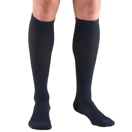 Men's Navy Compression Dress Socks - Large
