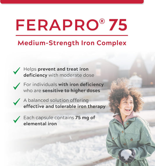 FERAPRO 75mg Vegan Iron Capsules 100ct