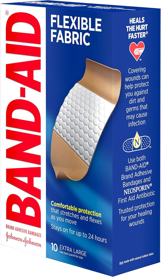 Flexible Fabric Extra Large Bandages, 10 Pack