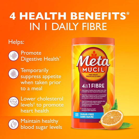 Metamucil Sugar-Free Orange Smooth Fibre Powder 662g