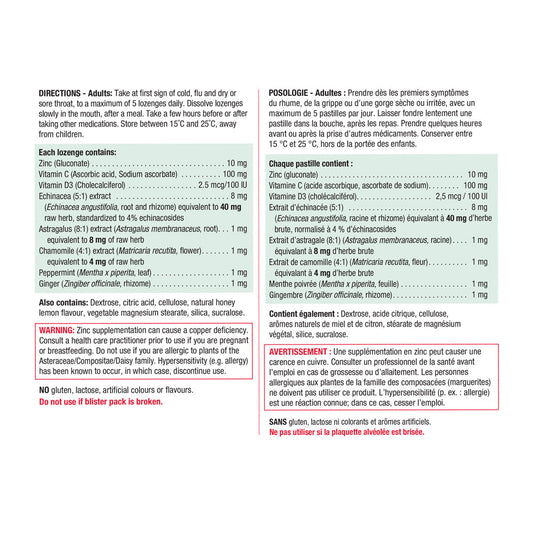 Lemon Zinc Lozenges for Immune Support, 30 Count