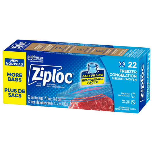 Ziploc Medium Freezer Bags, 19 Pack