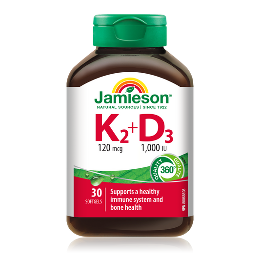 Vitamin K+D 120mcg/1000IU Softgels, 30 Count