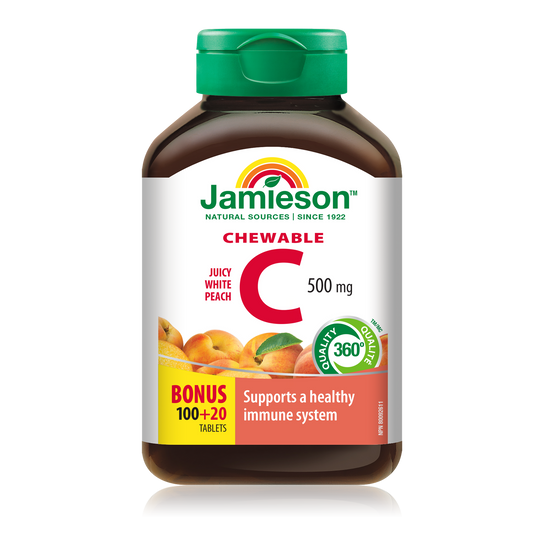 Chewable Vitamin C 500mg White Peach 120 Tablets