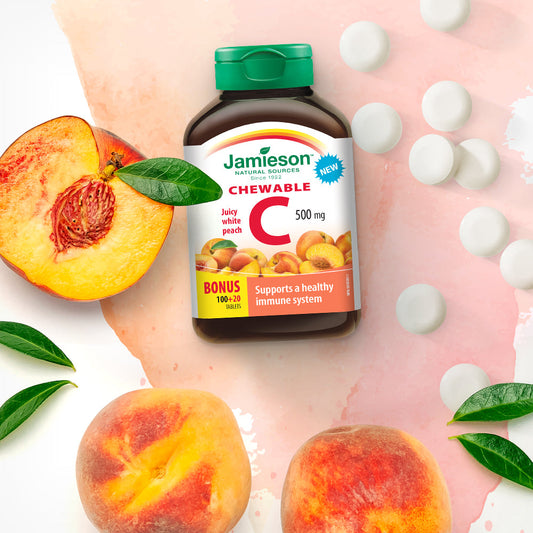 Chewable Vitamin C 500mg White Peach 120 Tablets