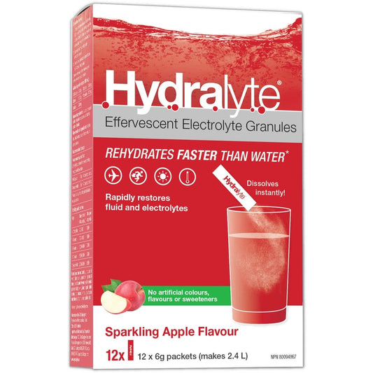 HYDRALYTE EFFERVESCENT GRANULE STICK-SPARKLING APPLE 12'S