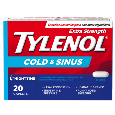 Cold & Sinus Nighttime Relief Caplets, 20 Count