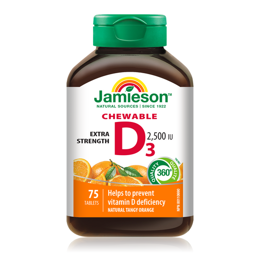 Vitamin D3 2500 IU Orange Chewable Tablets 75 Count