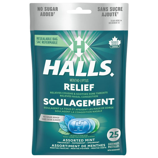 Sugar-Free Assorted Mint Cough Drops, 25 Count