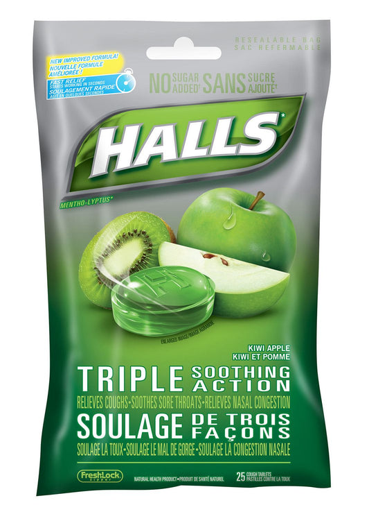 Sugar-Free Kiwi Apple Menthol Cough Drops, 12 Bags