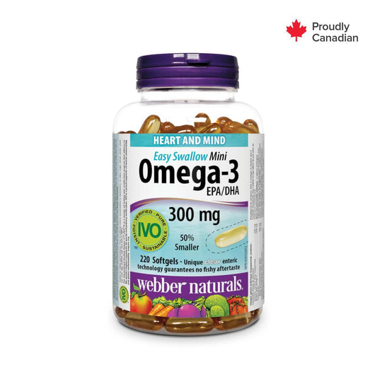 Omega-3 Mini Easy Swallow Enteric Softgels 300mg EPA/DHA - 22 Count