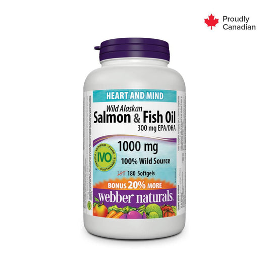 Omega-3 Wild Salmon & Fish Oil 1000mg, 180 Softgels