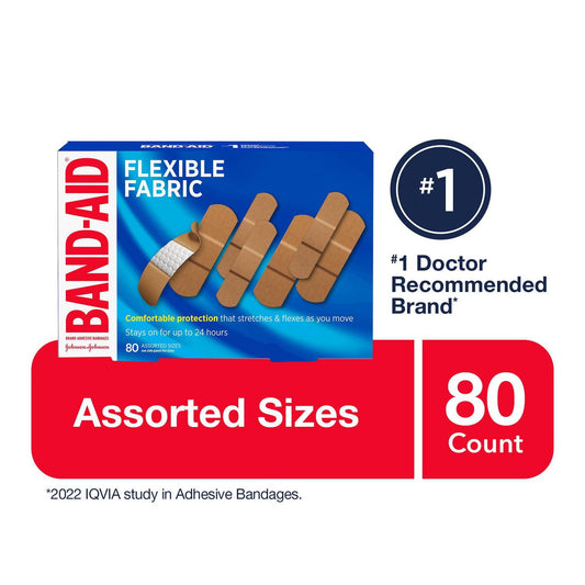 Flexible Fabric Adhesive Bandages, 80-Pack