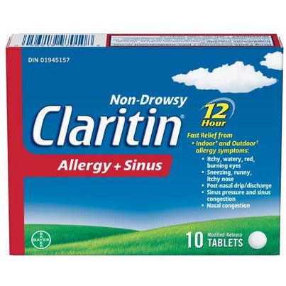 Claritin 12 Hour Allergy & Sinus Relief Tablets, 10 Count