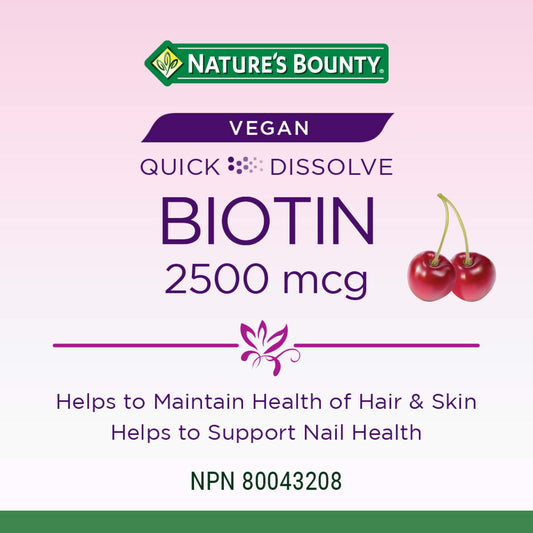 Biotin 2500mcg Cherry Quick-Dissolve Tablets - 100 Count