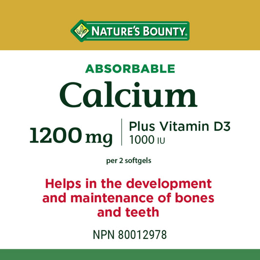 Absorbable Calcium with Vitamin D3 Softgels 100 Count