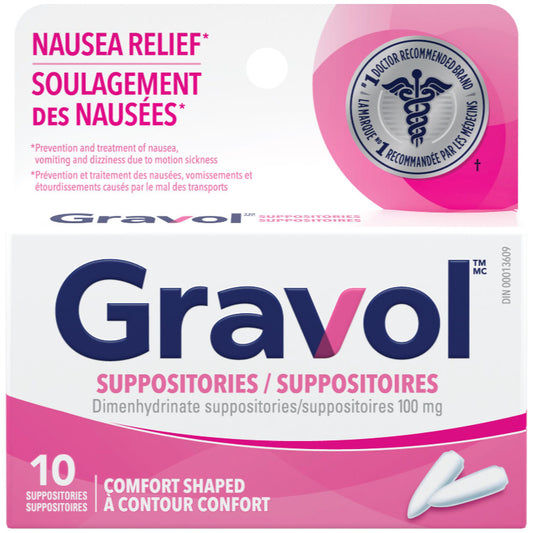 Gravol 100mg Adult Suppositories, 10 Pack