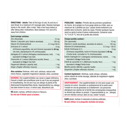 Zinc, Echinacea & Vitamin C Immune Lozenges - 30ct