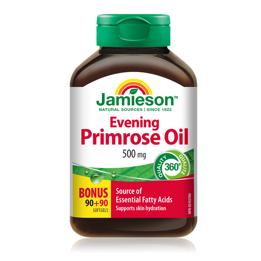 Evening Primrose Oil 500mg with Vitamin E, 180 Softgels