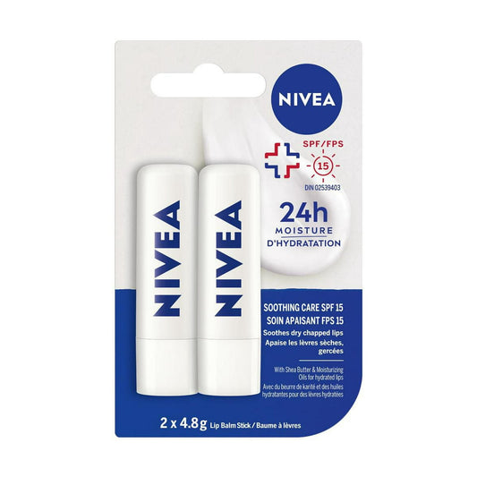 NIVEA Soothing Lip Balm Duo 2 x 4.8g