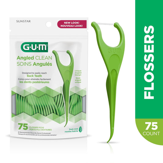 Angled Dental Flossers, Mint, 75-Pack