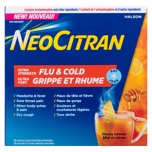 NeoCitran Flu & Cold Ultra Strength Powder Pouches – Honey Lemon