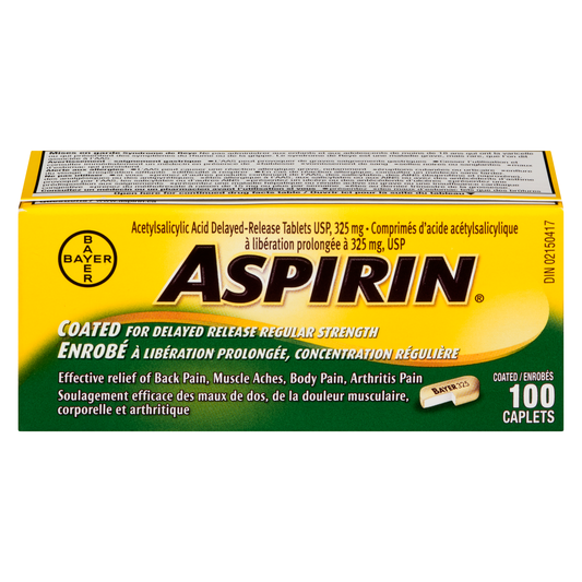 Aspirin 325mg Coated Caplets - 100 Count