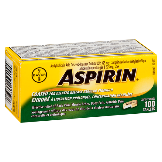 Aspirin 325mg Coated Caplets - 100 Count