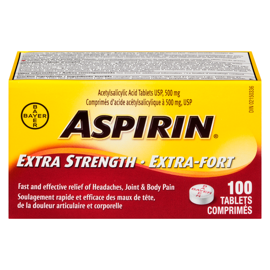 Aspirin Extra Strength 500mg Tablets - 100 Count